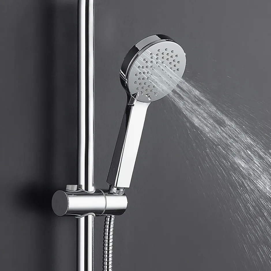 Kibath Poignée de douche manuelle 3 positions ALAS ronde finition chrome brillant en ABS