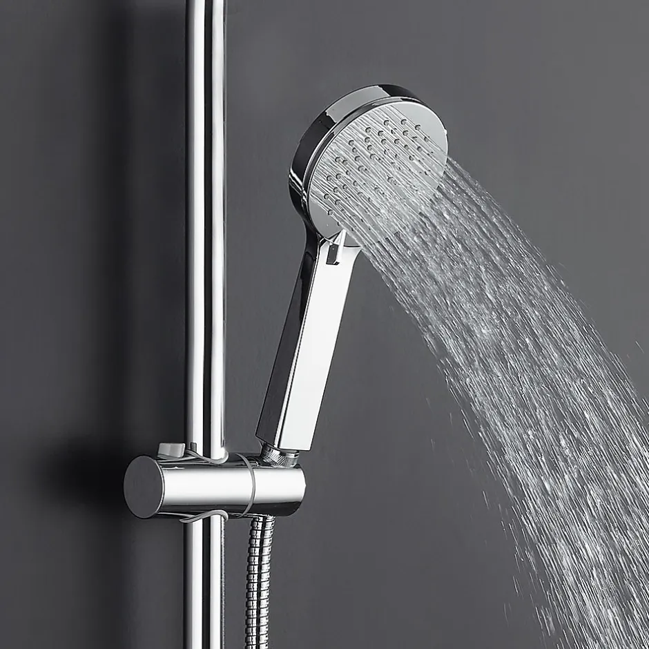 Kibath Poignée de douche manuelle 3 positions ALAS ronde finition chrome brillant en ABS
