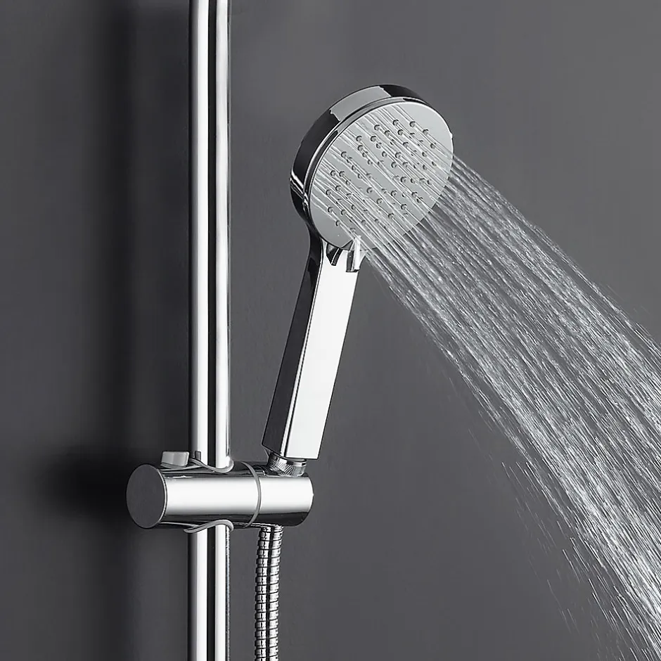 Kibath Poignée de douche manuelle 3 positions ALAS ronde finition chrome brillant en ABS