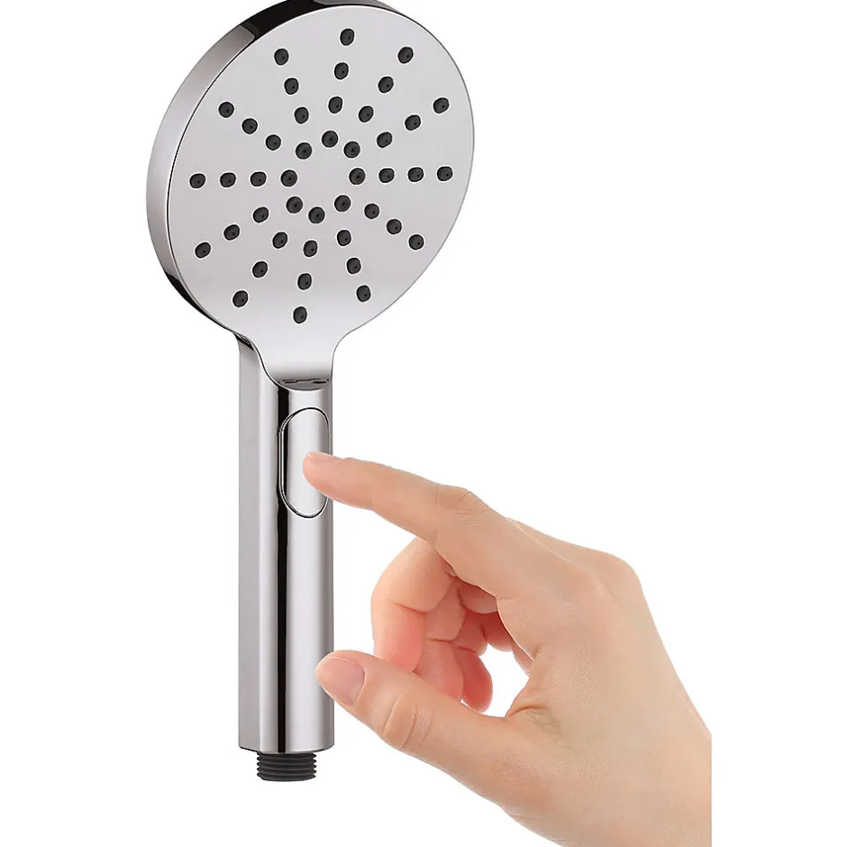 Kibath Poignée de douche ronde 3 positions NIRIA en finition chrome brillant en ABS* Colonne De Douche Mécanique
