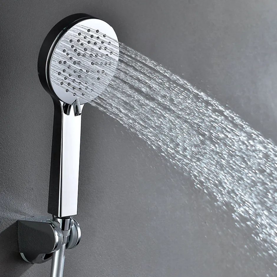 Kibath Poignée de douche ronde 3 positions NIRIA en finition chrome brillant en ABS* Colonne De Douche Mécanique