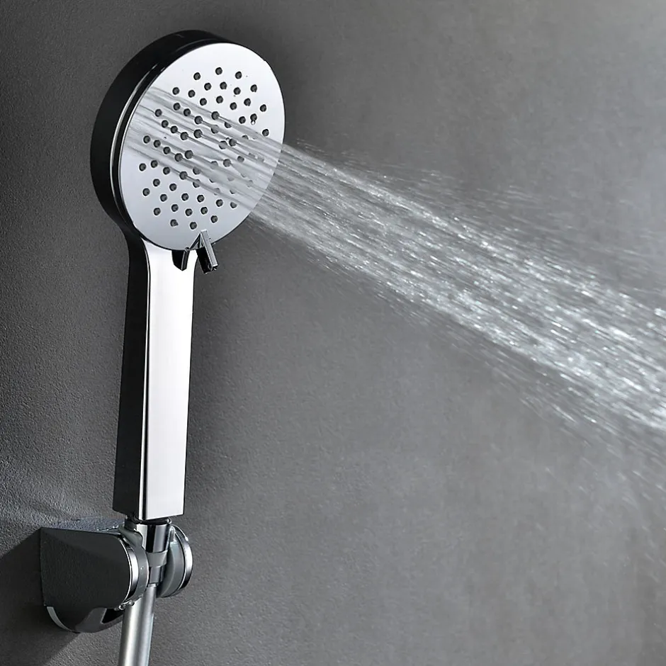 Kibath Poignée de douche ronde 3 positions NIRIA en finition chrome brillant en ABS* Colonne De Douche Mécanique