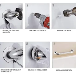 Kibath Poignée de sécurité antidérapante de 40 cm avec finition NOIRE mate en acier inoxydable* Barre D'Appui