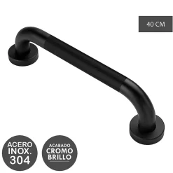 Kibath Poignée de sécurité antidérapante de 40 cm avec finition NOIRE mate en acier inoxydable* Barre D'Appui
