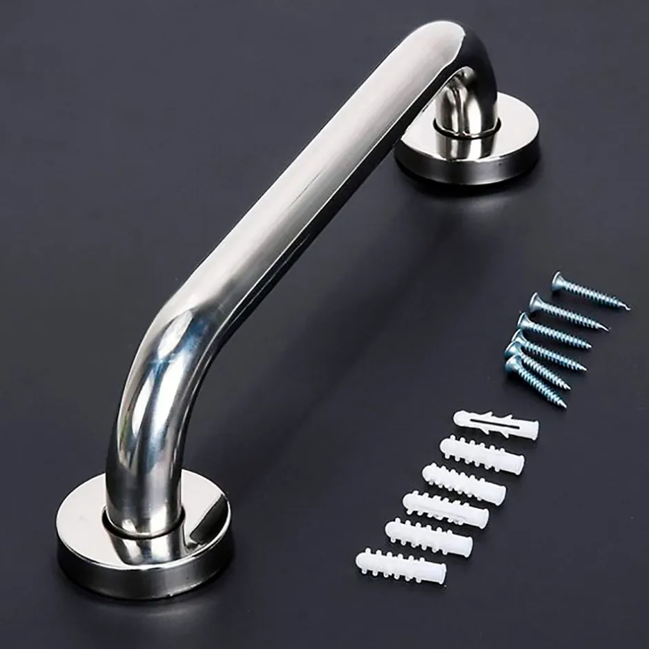 Kibath Poignée de sécurité antidérapante de 50 cm en acier inoxydable avec finition chromée brillante