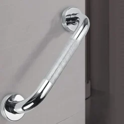 Kibath Poignée de sécurité antidérapante de 25 cm avec finition chromée polie en acier inoxydable
