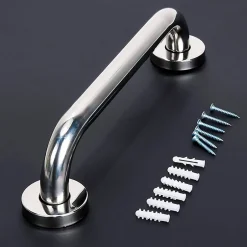 Kibath Poignée de sécurité antidérapante de 25 cm avec finition chromée polie en acier inoxydable