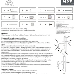 MSV Poignée d'entrée pour le bain Max 60kg* Barre D'Appui
