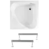 Polysan Carmen 90x90 cm baignoire d'angle gain de place 95 L en acrylique, avec pieds, orientation droite, blanc (29611-SET)* Baignoire Asymétrique
