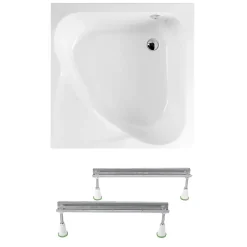 Polysan Carmen 90x90 cm baignoire d'angle gain de place 95 L en acrylique, avec pieds, orientation droite, blanc (29611-SET)* Baignoire Asymétrique