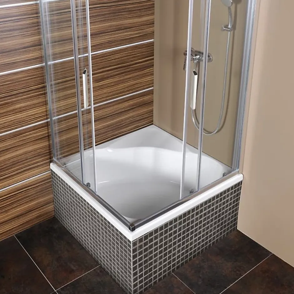 Polysan Carmen 90x90 cm baignoire d'angle gain de place 95 L en acrylique, avec pieds, orientation droite, blanc (29611-SET)* Baignoire Asymétrique