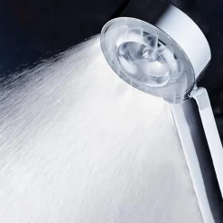 Deko Pomme de douche double face Douche Head économie d'eau ronde ABS Chrome Booster Douche haute pression Handheld douche à main* Pommeau De Douche, Flexible Et Barre De Douche