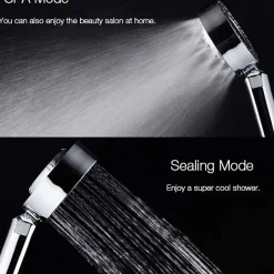 Deko Pomme de douche double face Douche Head économie d'eau ronde ABS Chrome Booster Douche haute pression Handheld douche à main* Pommeau De Douche, Flexible Et Barre De Douche