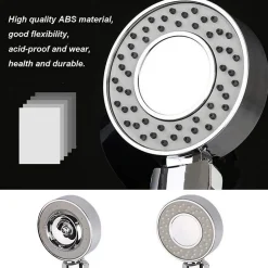 Deko Pomme de douche double face Douche Head économie d'eau ronde ABS Chrome Booster Douche haute pression Handheld douche à main* Pommeau De Douche, Flexible Et Barre De Douche