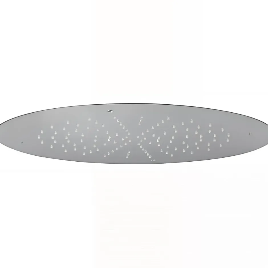 Sanindusa Pomme de douche haute à encastrer ronde inox diamètre 50cm sorties d'eau en silicone anti-calcaire Square chromé