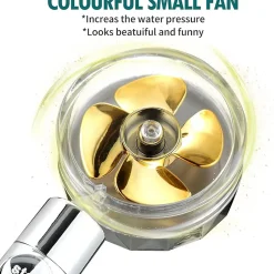 Deko Pommeau de douche à économie d'eau, douchette à main avec filtre à visser, pommeau de douche avec flexible (or)