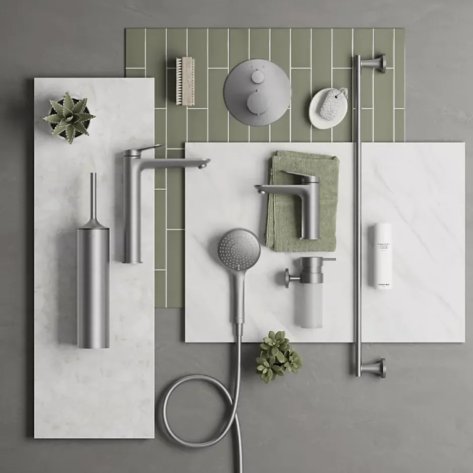 Duravit Pommeau de douche 3 jets Universal avec curseur inox brossé + flexible de douche