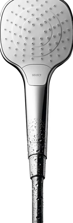 Hansgrohe Pommeau de douche 3 jets vario EcoSmart coloris blanc et chromé, MySelect E* Pommeau De Douche, Flexible Et Barre De Douche