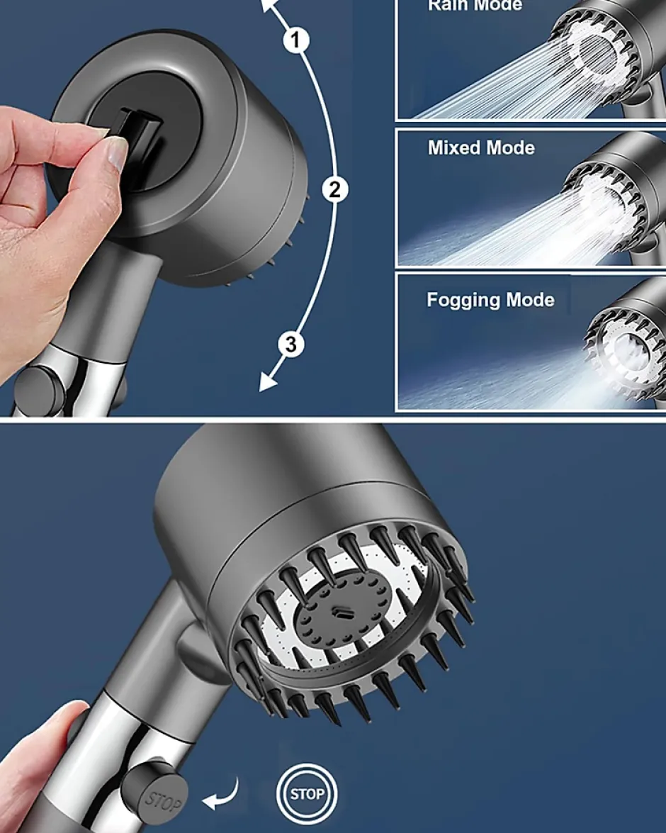 Deko Pommeau de douche à main - Avec filtre - Haute pression - Économie d'eau - Buse en silicone