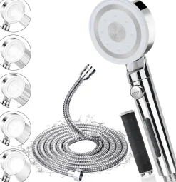 Vendos85 Pommeau de douche argenté 6 modes haute pression