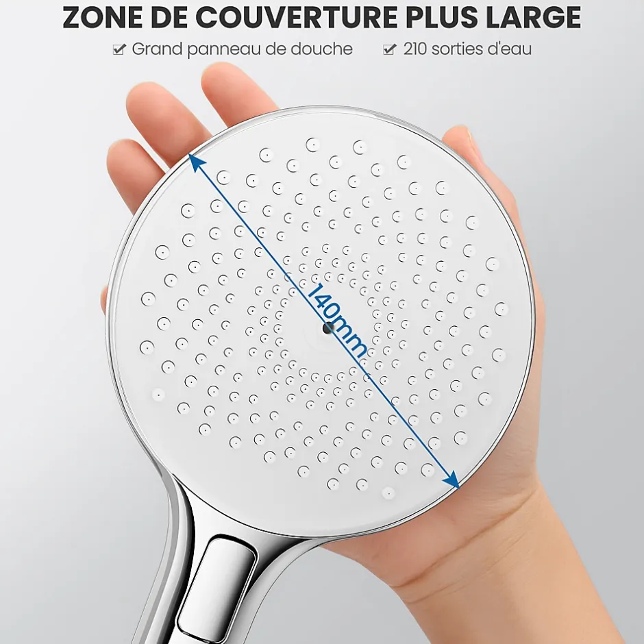 Auralum Max Pommeau de douche avec 4 en 1 avec Fonction Spray Pomme de douche Kit de douche