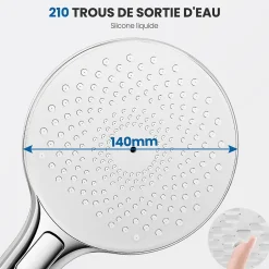 Auralum Max Pommeau de douche avec 4 en 1 avec Fonction Spray Pomme de douche + 1.5m flexible Kit de douche* Pommeau De Douche, Flexible Et Barre De Douche
