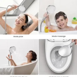 Auralum Max Pommeau de douche avec 4 en 1 avec Fonction Spray Pomme de douche + 1.5m flexible Kit de douche* Pommeau De Douche, Flexible Et Barre De Douche
