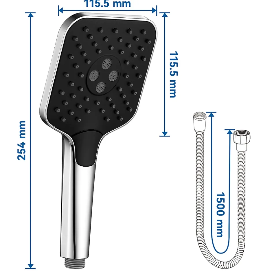 Auralum Max Pommeau de douche avec 3 modes de jet Pomme de douche Kit de douche* Pommeau De Douche, Flexible Et Barre De Douche