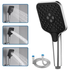 Auralum Max Pommeau de douche avec 3 modes de jet Pomme de douche + 1.5m flexible Kit de douche