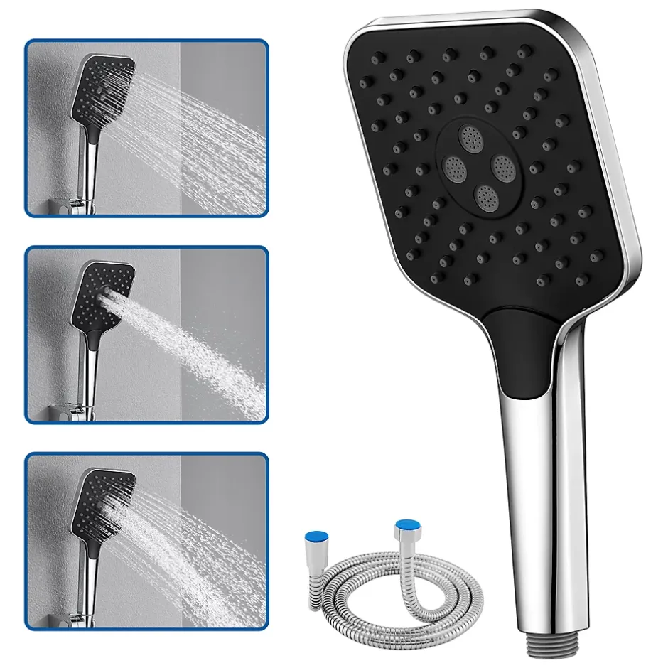 Auralum Max Pommeau de douche avec 3 modes de jet Pomme de douche + 1.5m flexible Kit de douche