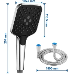 Auralum Max Pommeau de douche avec 3 modes de jet Pomme de douche + 1.5m flexible Kit de douche