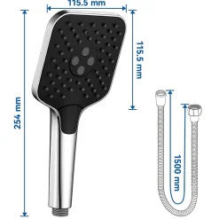 Auralum Max Pommeau de douche avec 3 modes de jet Pomme de douche + 1.5m flexible Kit de douche* Pommeau De Douche, Flexible Et Barre De Douche