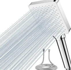 Vendos85 Pommeau de douche carré blanc 6modes avec tuyau* Pommeau De Douche, Flexible Et Barre De Douche