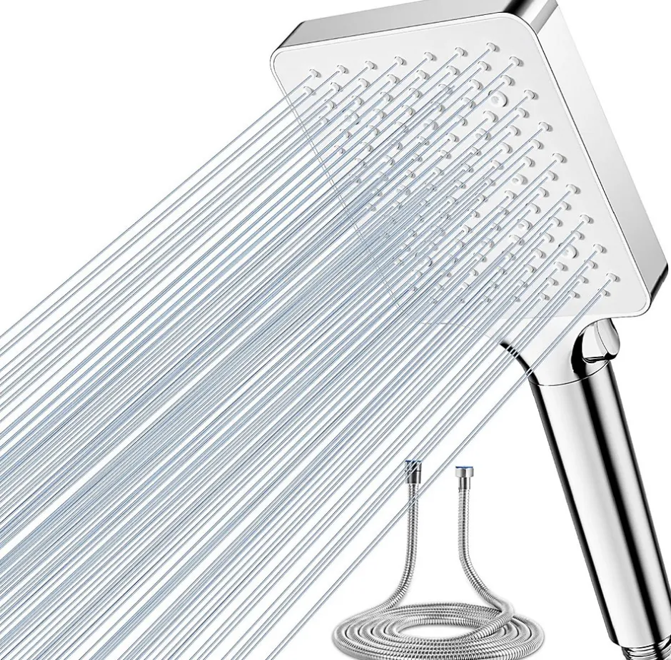 Vendos85 Pommeau de douche carré blanc 6modes avec tuyau* Pommeau De Douche, Flexible Et Barre De Douche