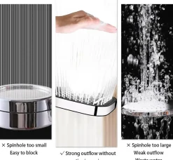 Deko Pommeau de douche carré haute pression avec 3 modes de pulvérisation, économie d'eau* Pommeau De Douche, Flexible Et Barre De Douche
