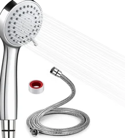 Deko Pommeau de douche économie d'eau à 3 types de jet haute pression avec tuyau de 1,5 m et ruban téflon* Pommeau De Douche, Flexible Et Barre De Douche