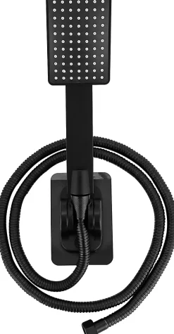 Deko Pommeau de douche filtrant - Économie d'eau - Avec tuyau et collier de serrage - Carré - Noir