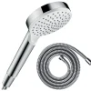Hansgrohe Pommeau de douche Crometta EcoSmart blanc/chromé + flexible de douche 2 m Metaflex chromé