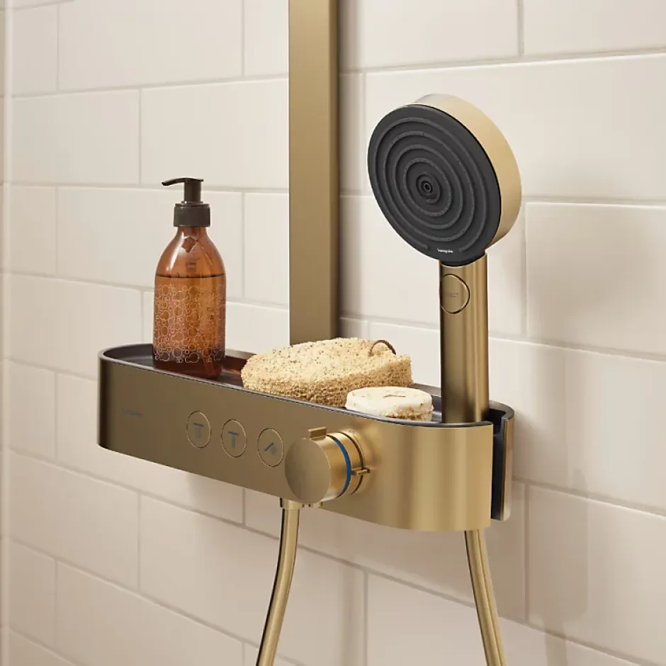 Hansgrohe Pommeau de douche Pulsify Select S 105 EcoSmart 3jets bronze brossé* Pommeau De Douche, Flexible Et Barre De Douche