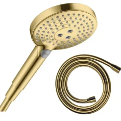 Hansgrohe Pommeau de douche Raindance Select S EcoSmart 120 3 jets + flexible 1,60 m Isiflex aspect doré poli* Pommeau De Douche, Flexible Et Barre De Douche