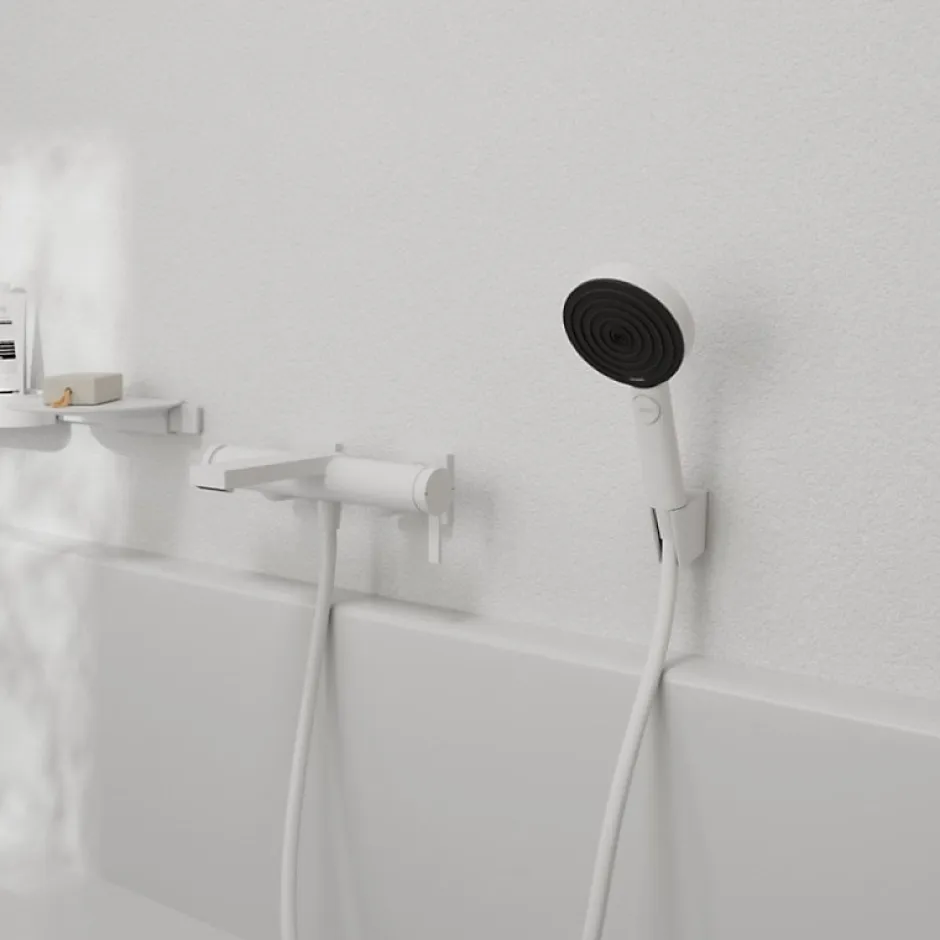 Hansgrohe Pommeau de douche Pulsify Select EcoSmart 105 3 jets Relaxation + flexible de douche Designflex 160 cm blanc mat