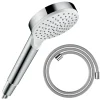 Hansgrohe Pommeau de douche Crometta EcoSmart blanc/chromé + flexible de douche Designflex 160 cm chromé