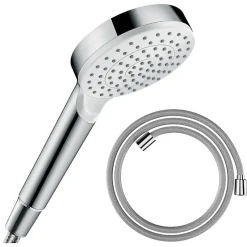 Hansgrohe Pommeau de douche Crometta EcoSmart blanc/chromé + flexible de douche Designflex 160 cm chromé