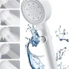 Deko Pommeau de douche haute pression, économie d'eau, 5 jets, idéal pour le bain et le spa, anticalcaire, haute pression (blanc)