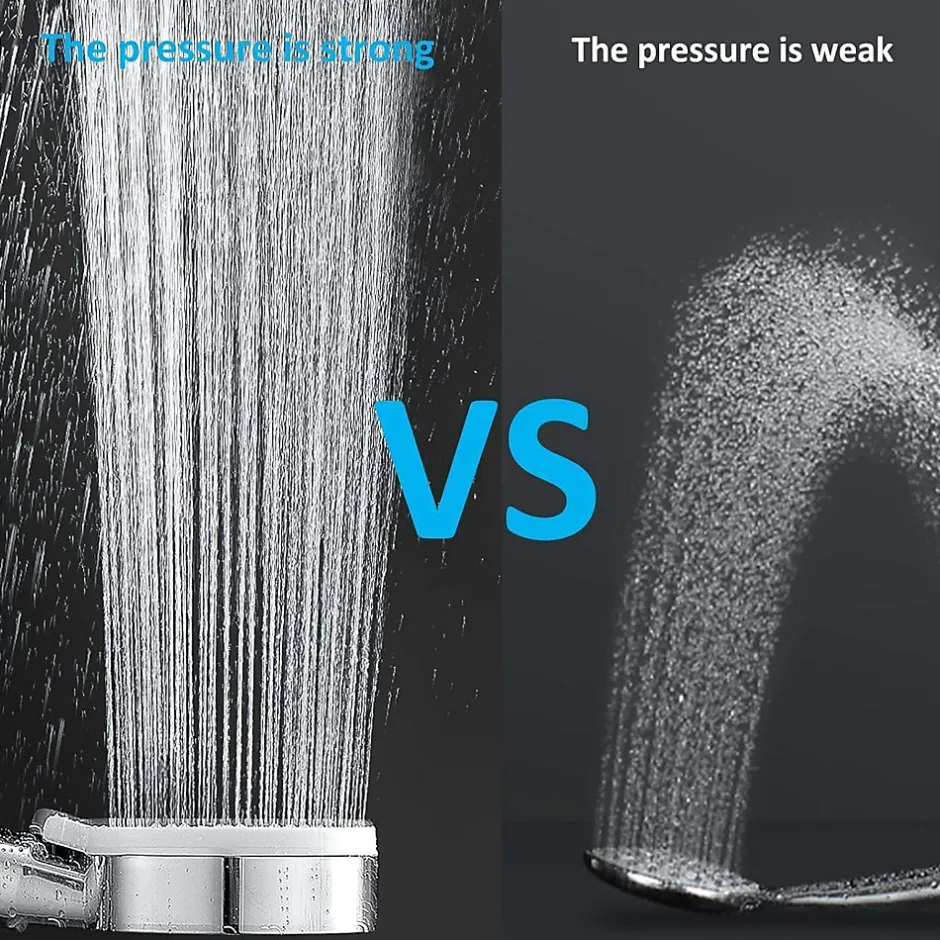 Deko Pommeau de douche Haute Pression à économie D'eau 5 types de jet pour bain et spa Pommeau Douche Anti Calcaire(Argenté)