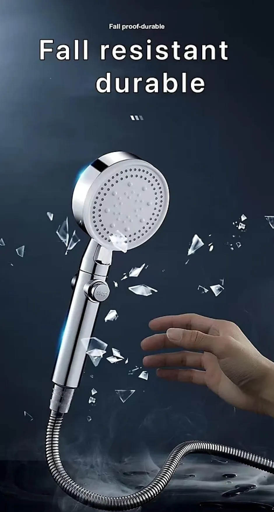 Deko Pommeau de douche Haute Pression à économie D'eau 5 types de jet pour bain et spa Pommeau Douche Anti Calcaire(Argenté)