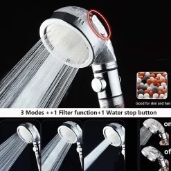 Deko Pommeau de douche haute pression à 3 modes avec interrupteur marche/arrêt et bouton d'arrêt