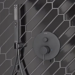 Jacob Delafon Pommeau de douche Shift+ carré 2 jets noir mat + flexible
