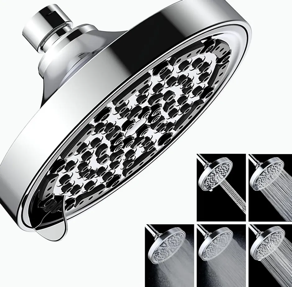 Vendos85 Pommeau de douche rond chromé 15 cm, 5 modes haute pression