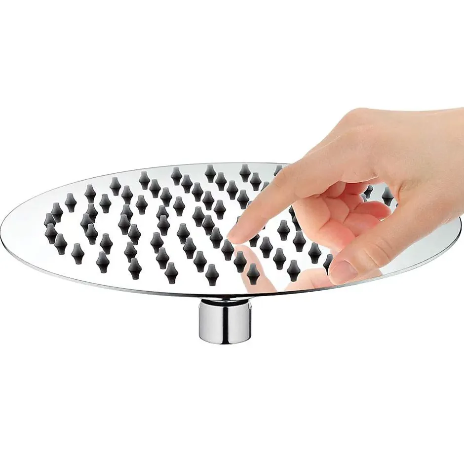 Kibath Pommeau de douche rond de 20 cm avec finition chromée brillante en laiton* Colonne De Douche Mécanique